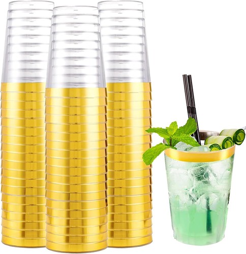 200 pack gold - rimmed, plastic